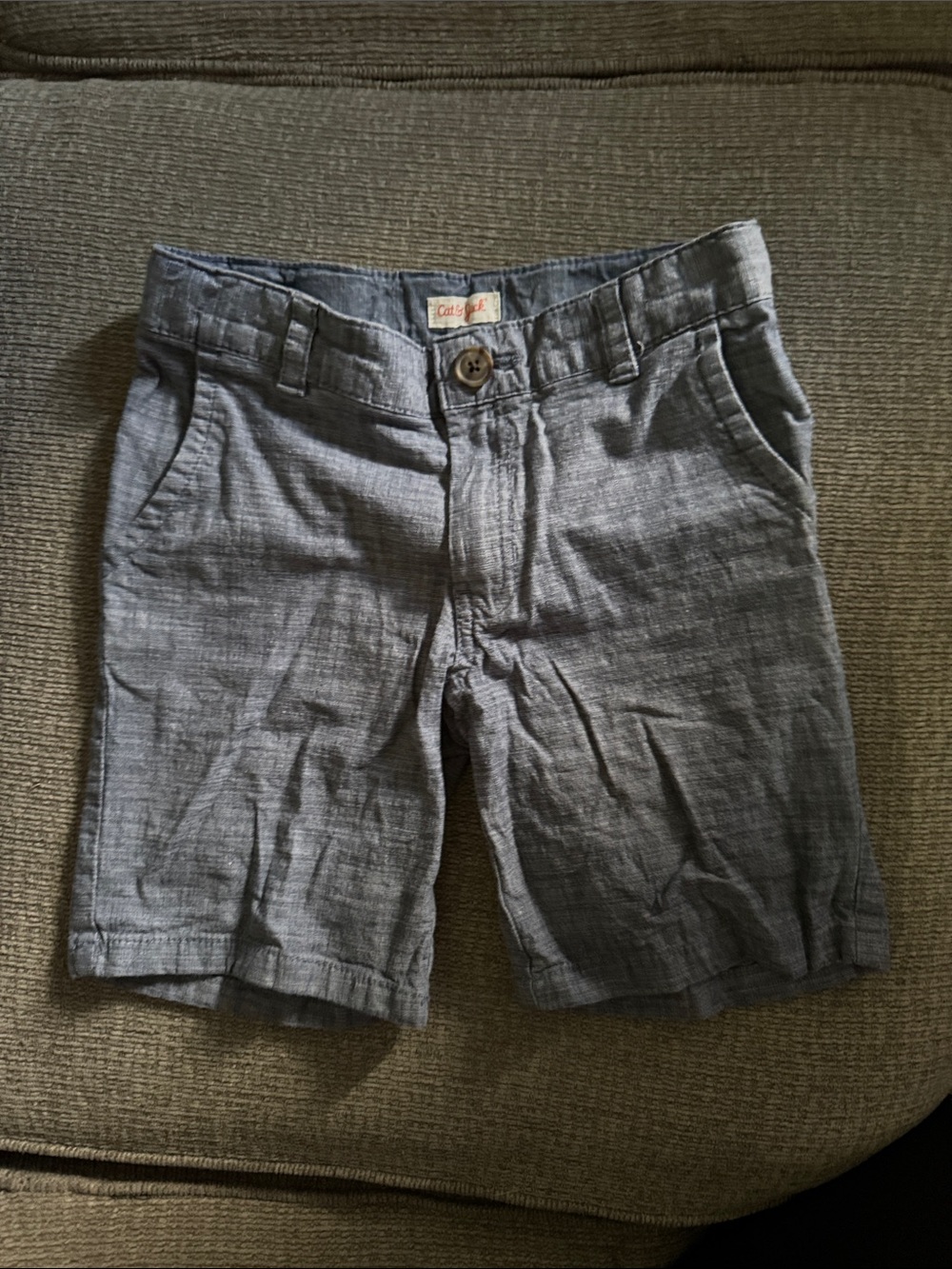 Boys Gray Casual Linen-Blend Shorts